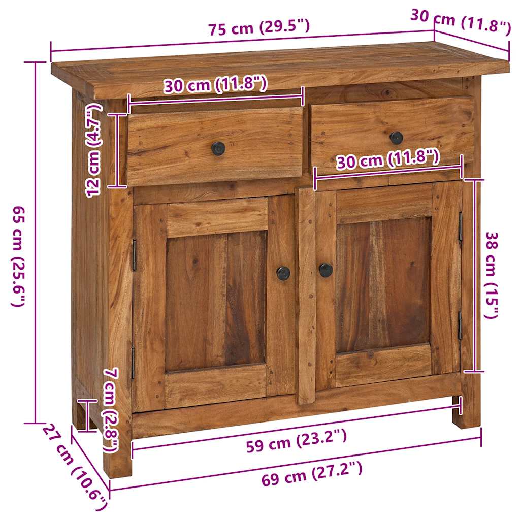 Credenza in Legno Massello di Mogano 75x30x65 cm - homemem39