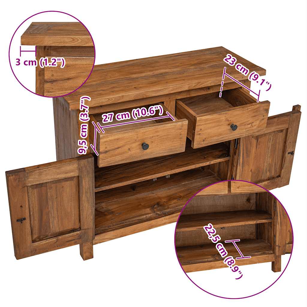 Credenza in Legno Massello di Mogano 75x30x65 cm - homemem39