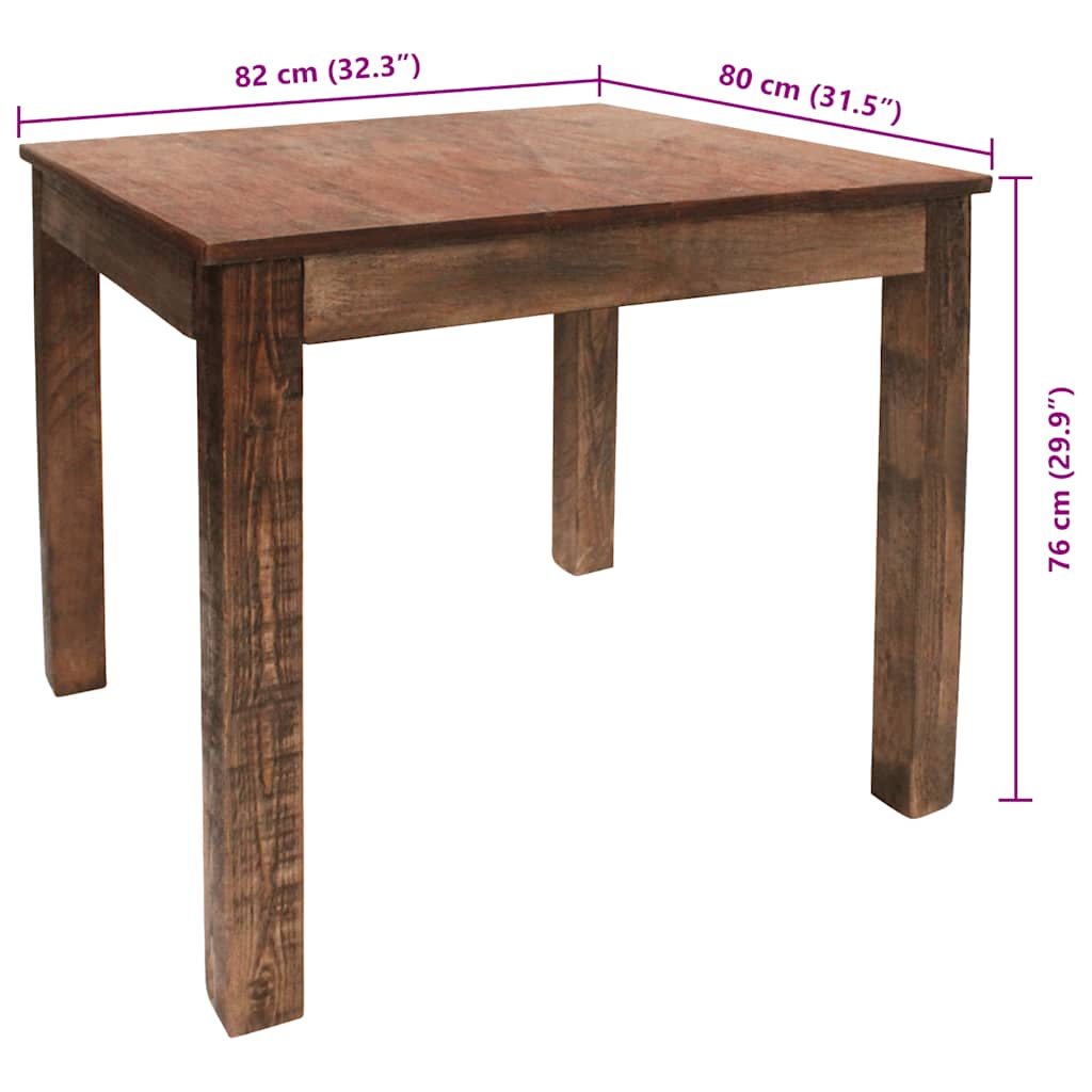Tavolo da Pranzo in Legno Massello di Recupero Misto 82x80x76cm - homemem39