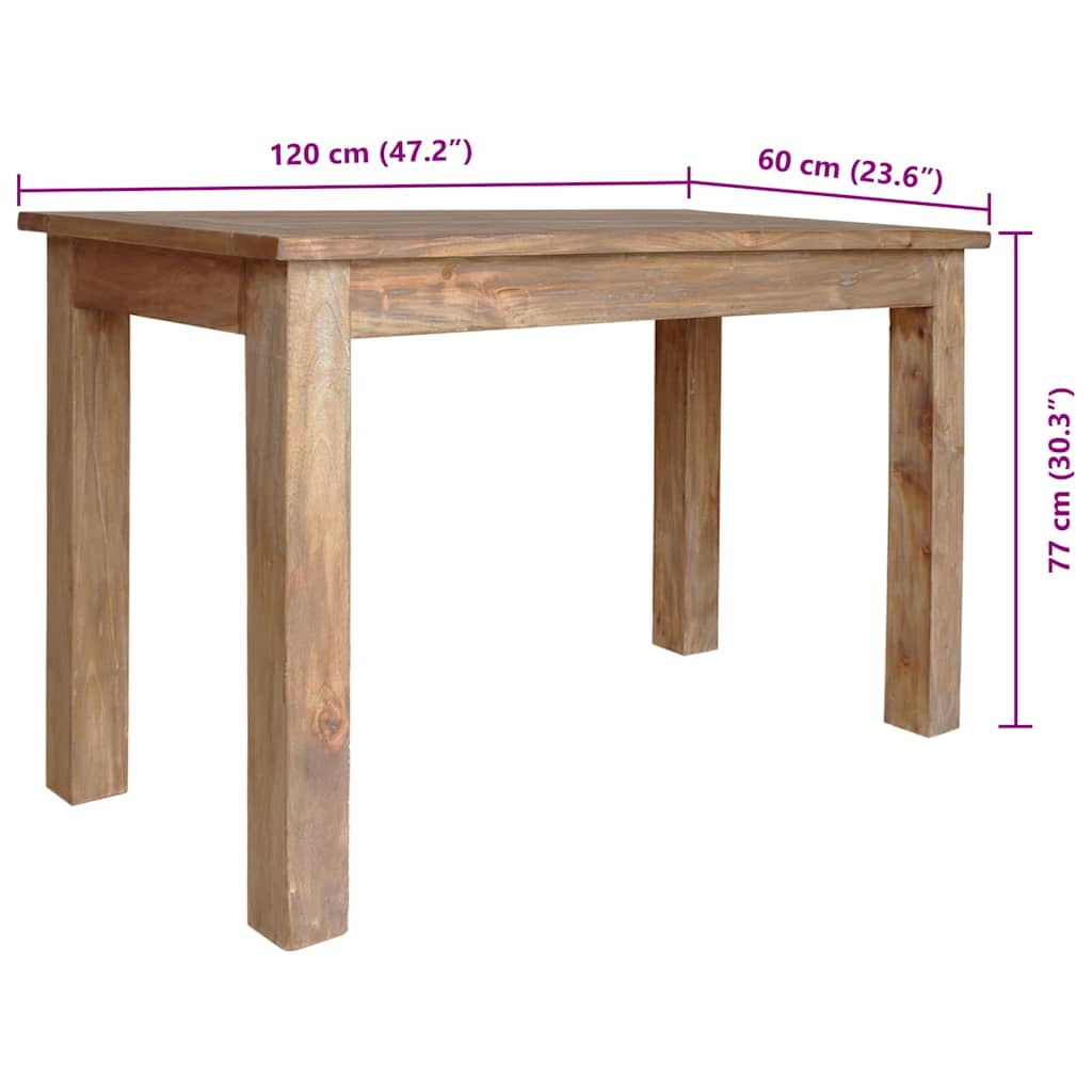 Tavolo da Pranzo in Legno Massello di Mogano 120x60x77 cm | homemem39