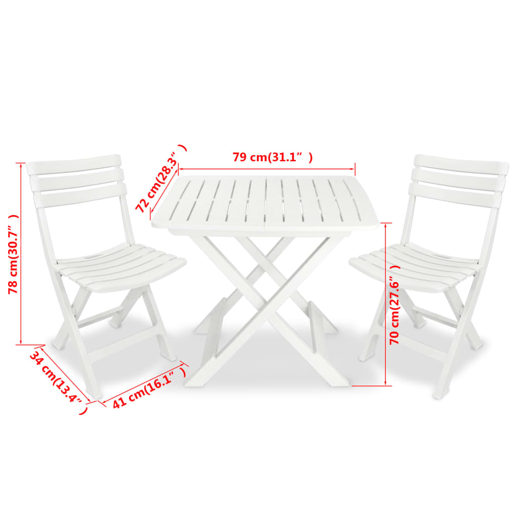 Set da Bistrot 3 pz in Plastica Bianco | homemem39