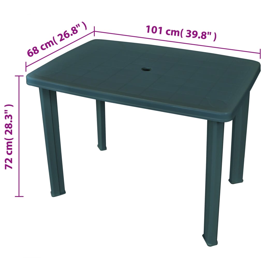 Tavolo da Giardino Verde 101x68x72 cm in Plastica - homemem39