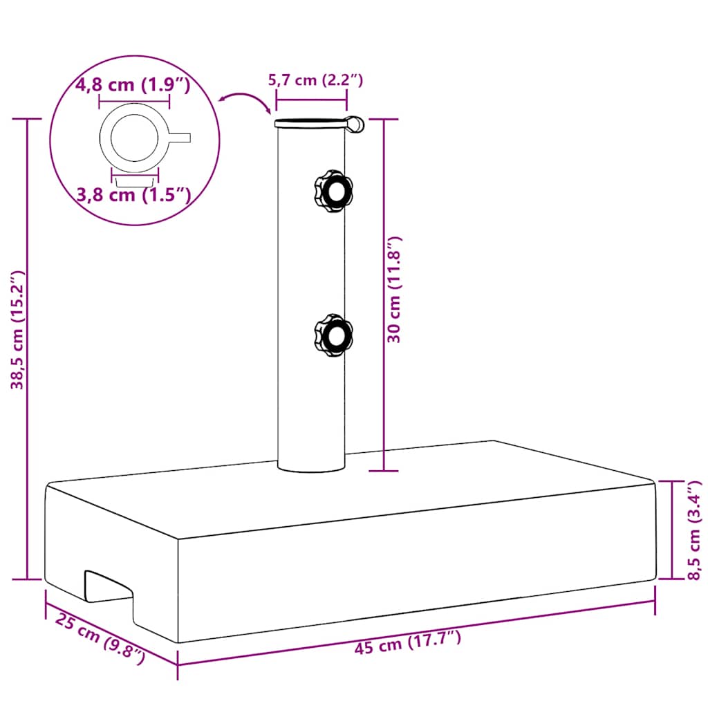 Base per Parasole in Granito Rettangolare 25 kg