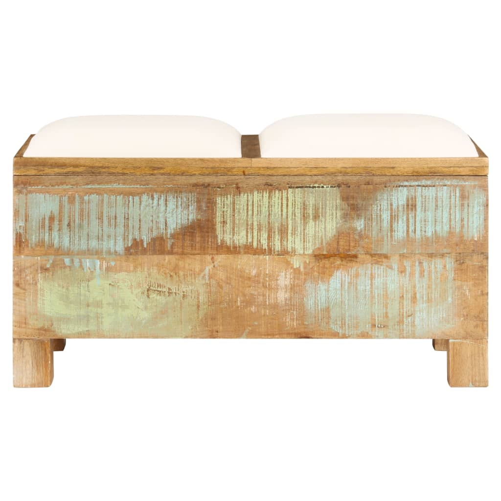 Cassapanca in Legno Massello di Recupero 80x40x40 cm - homemem39