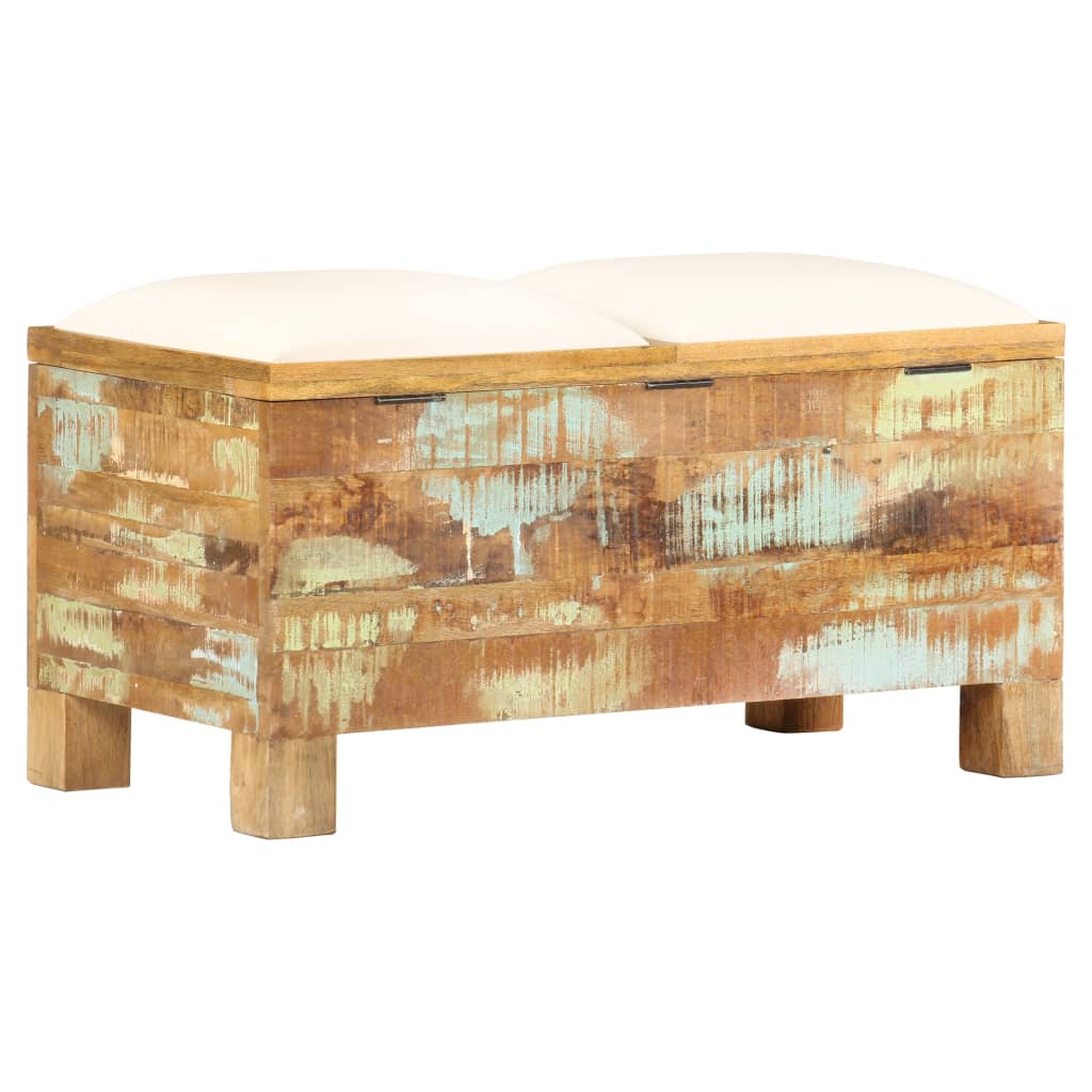 Cassapanca in Legno Massello di Recupero 80x40x40 cm - homemem39