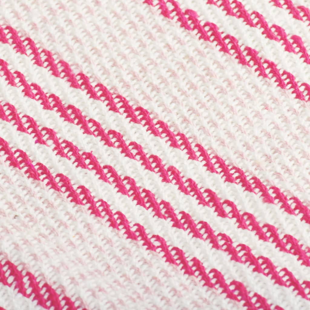 Copriletto in Cotone a Righe 220x250 cm Rosa e Bianco | homemem39