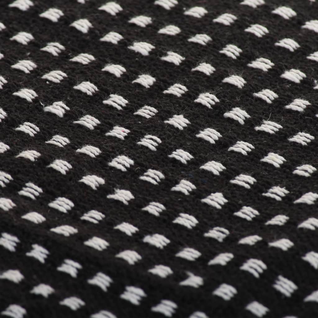 Copriletto in Cotone a Quadri 220x250 cm Nero | homemem39