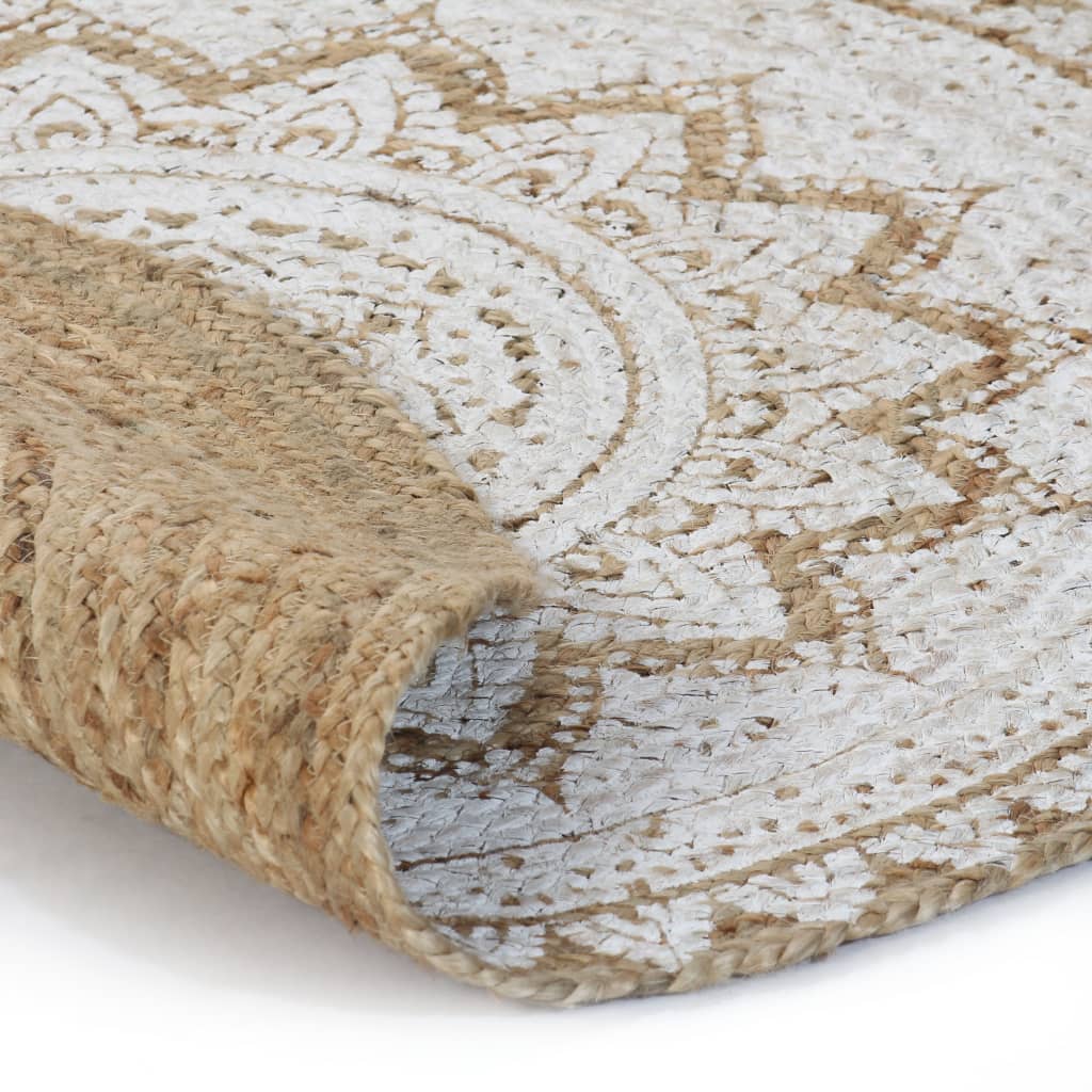 Tappeto in Juta Intrecciata con Stampa 120 cm Rotondo - homemem39