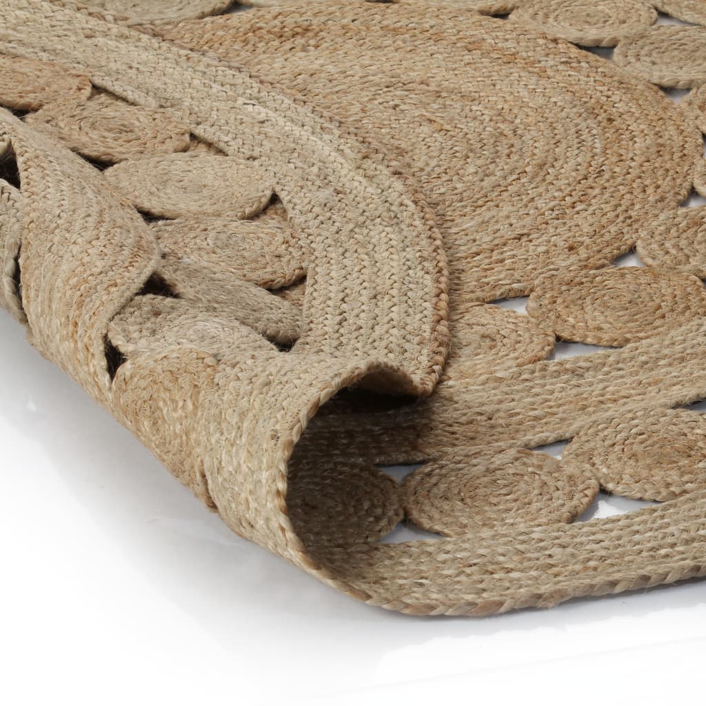 Jute Rug with Woven Design 150 cm Round