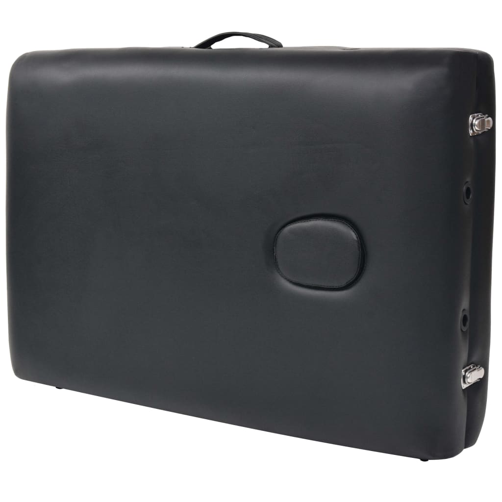 Set Lettino Massaggio Pieghevole 3 Zone 10 cm e Sgabello Nero - homemem39