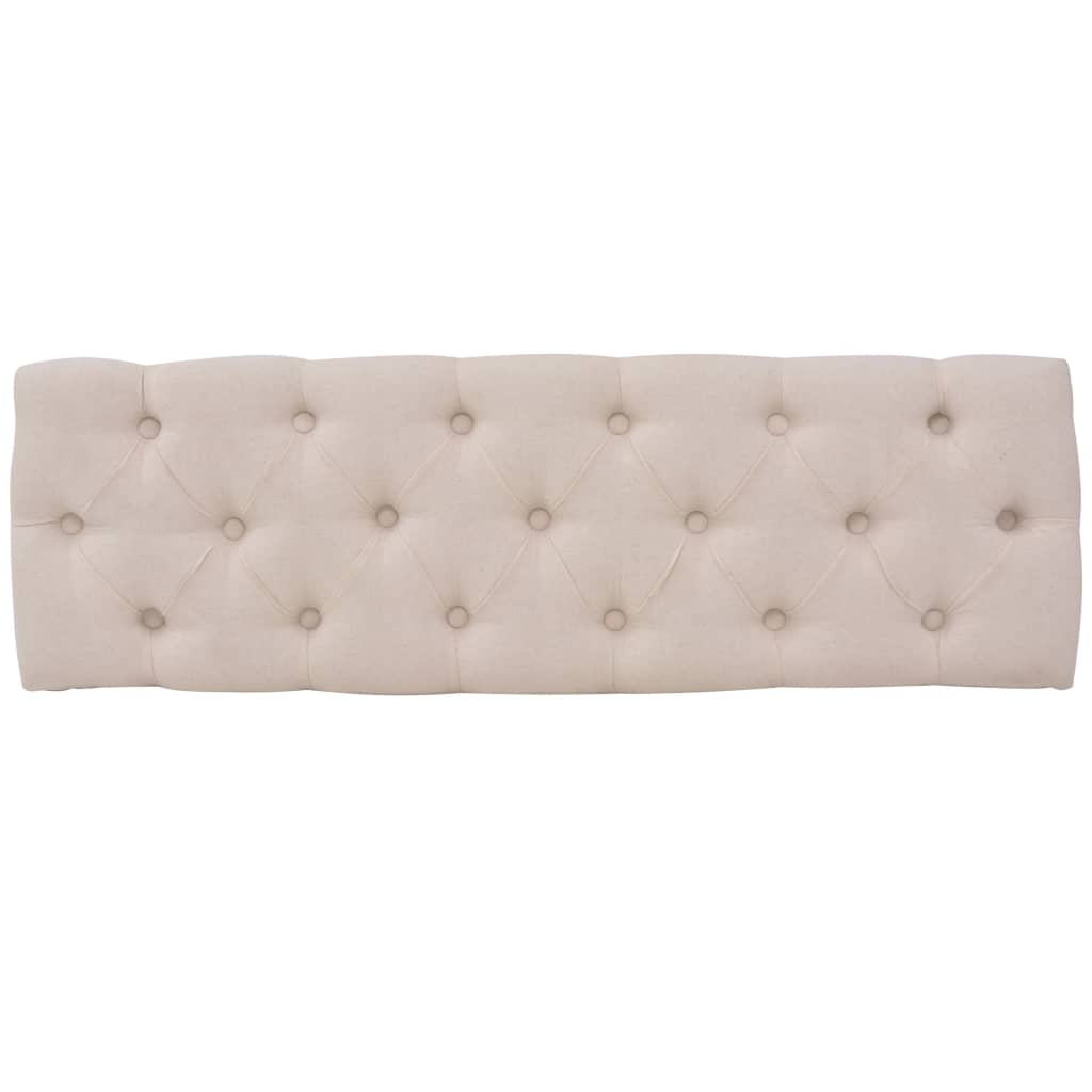 Panca in Legno Massello e Lino 110x38x48 cm Bianco Crema - homemem39