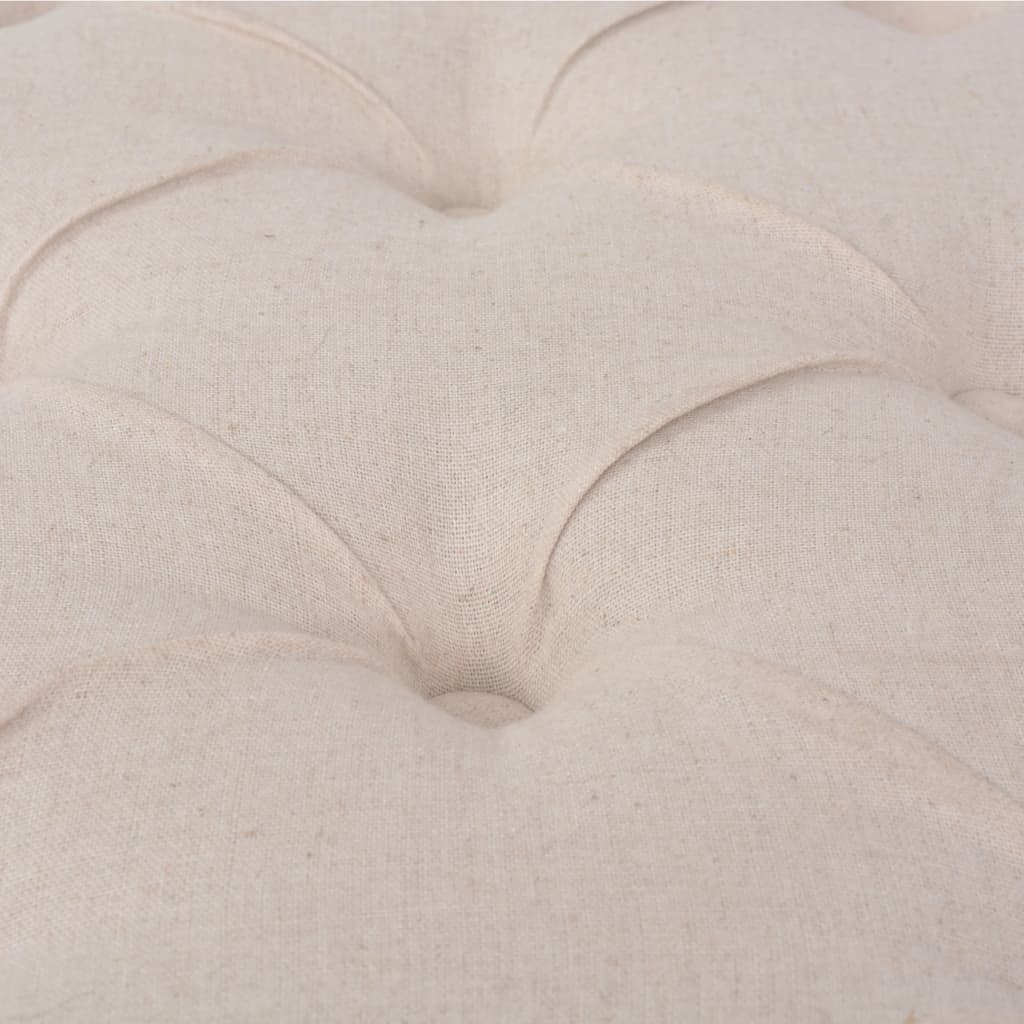 Panca in Legno Massello e Lino 110x38x48 cm Bianco Crema - homemem39
