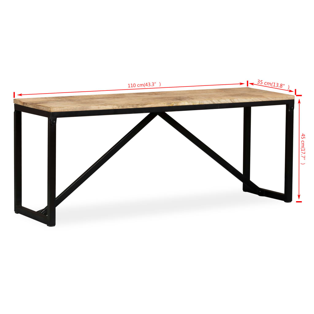 Panca in Legno Massello di Mango 110x35x45 cm - homemem39