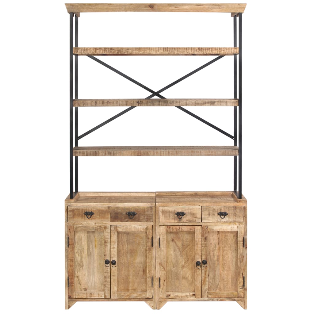 Credenza con Ripiani in Legno Massello di Mango 120x35x200 cm