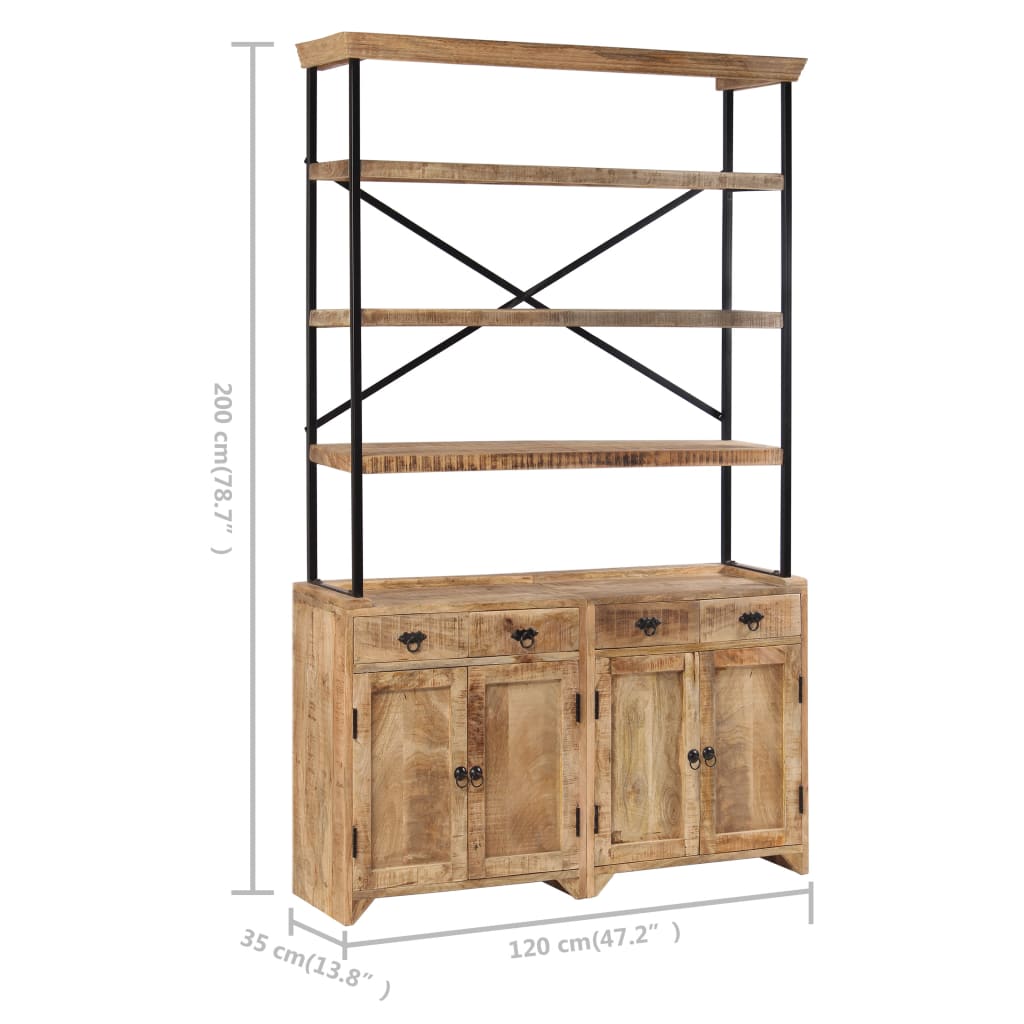 Credenza con Ripiani in Legno Massello di Mango 120x35x200 cm