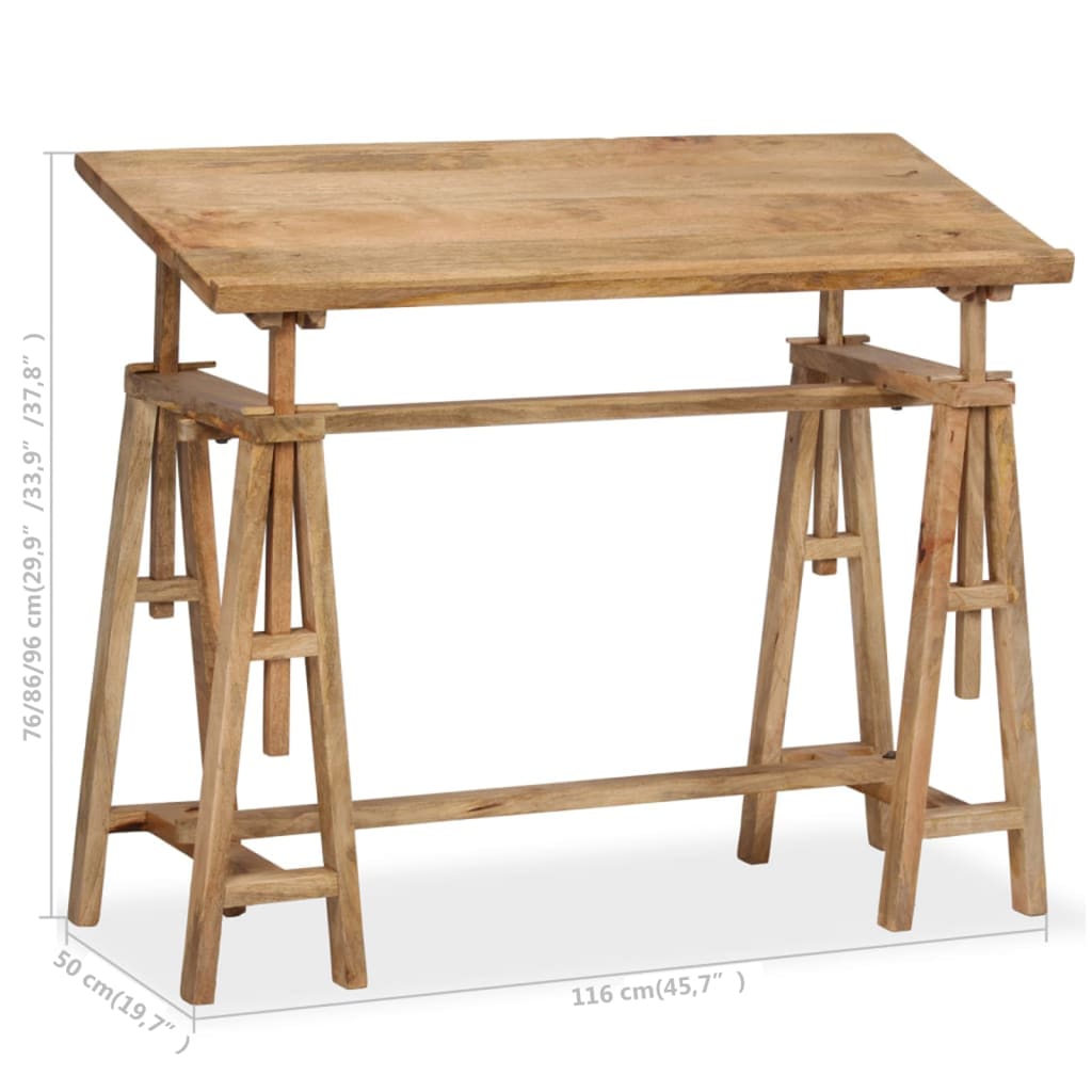 Tavolo da Disegno in Legno Massello di Mango 116x50x76 cm - homemem39