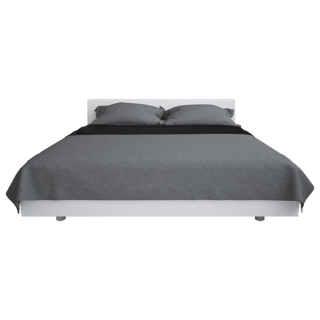 Copriletto Double-Face Trapuntato 230x260 cm Grigio e Nero - homemem39