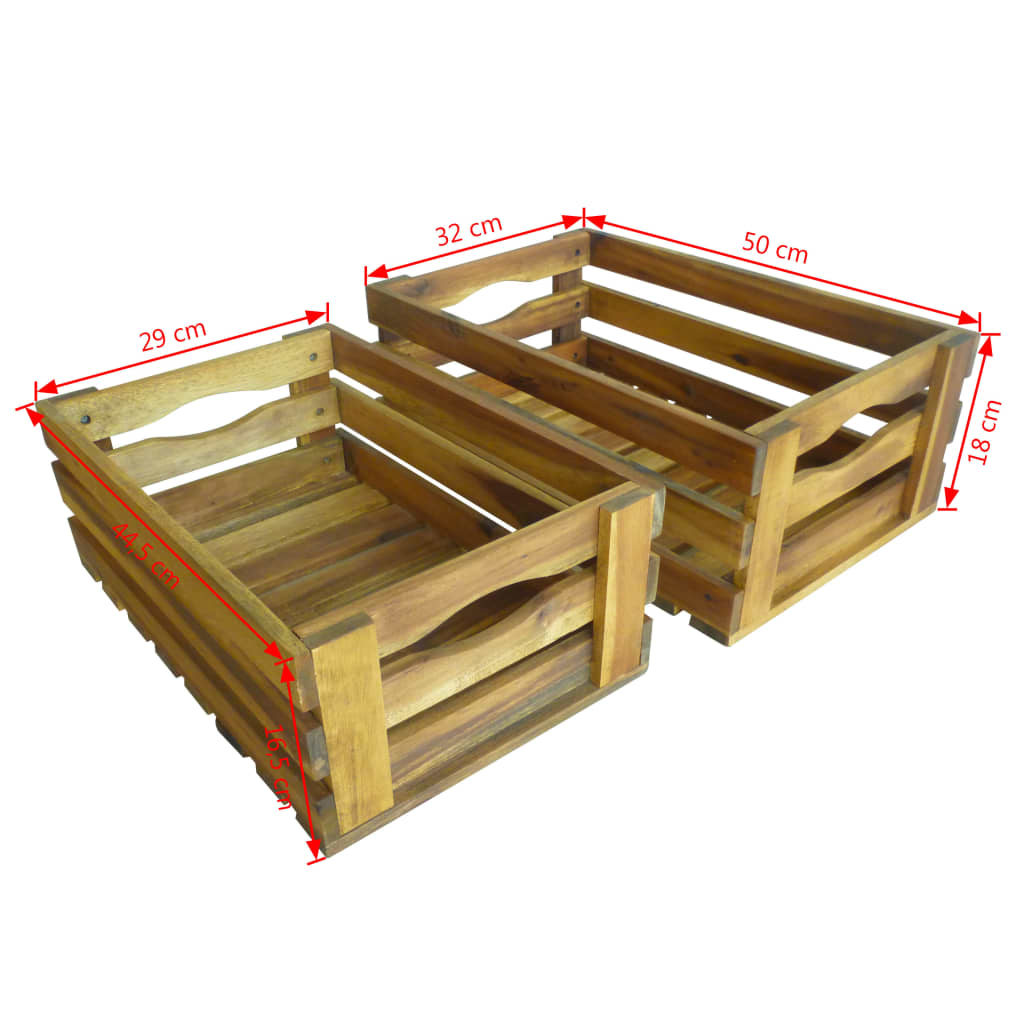 Cassetta per Mele Set 2 pz in Legno Massello di Acacia | homemem39