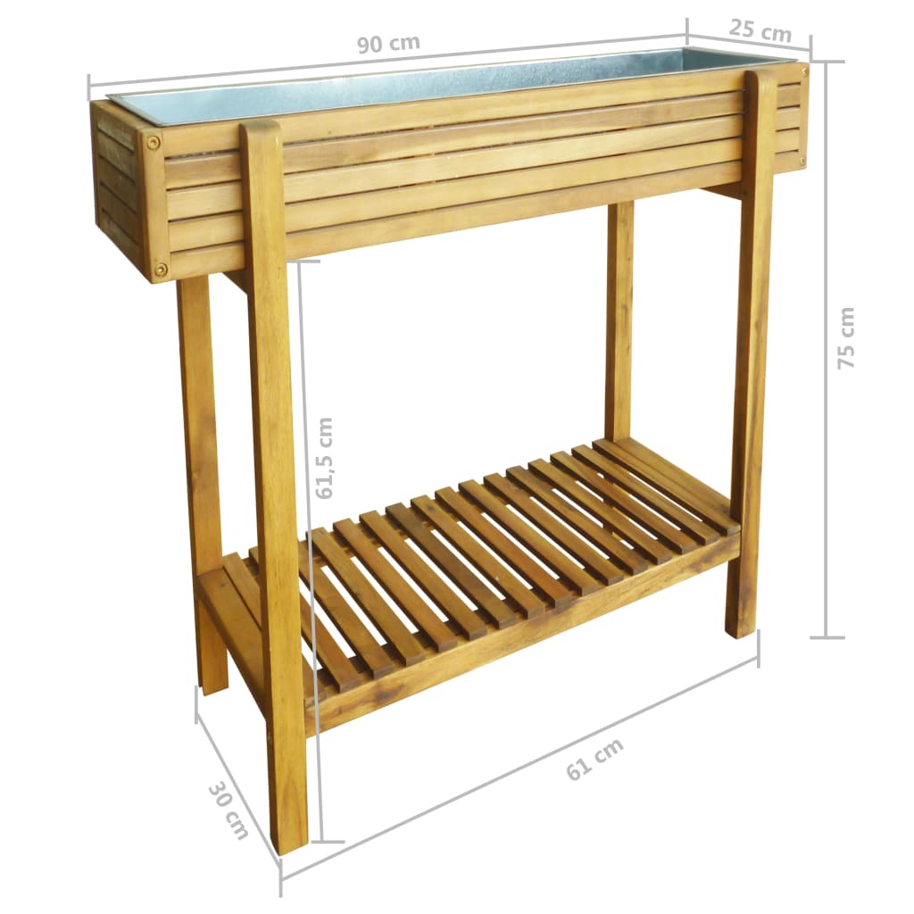 Letto Rialzato da Giardino in Legno Massello di Acacia e Zinco - homemem39