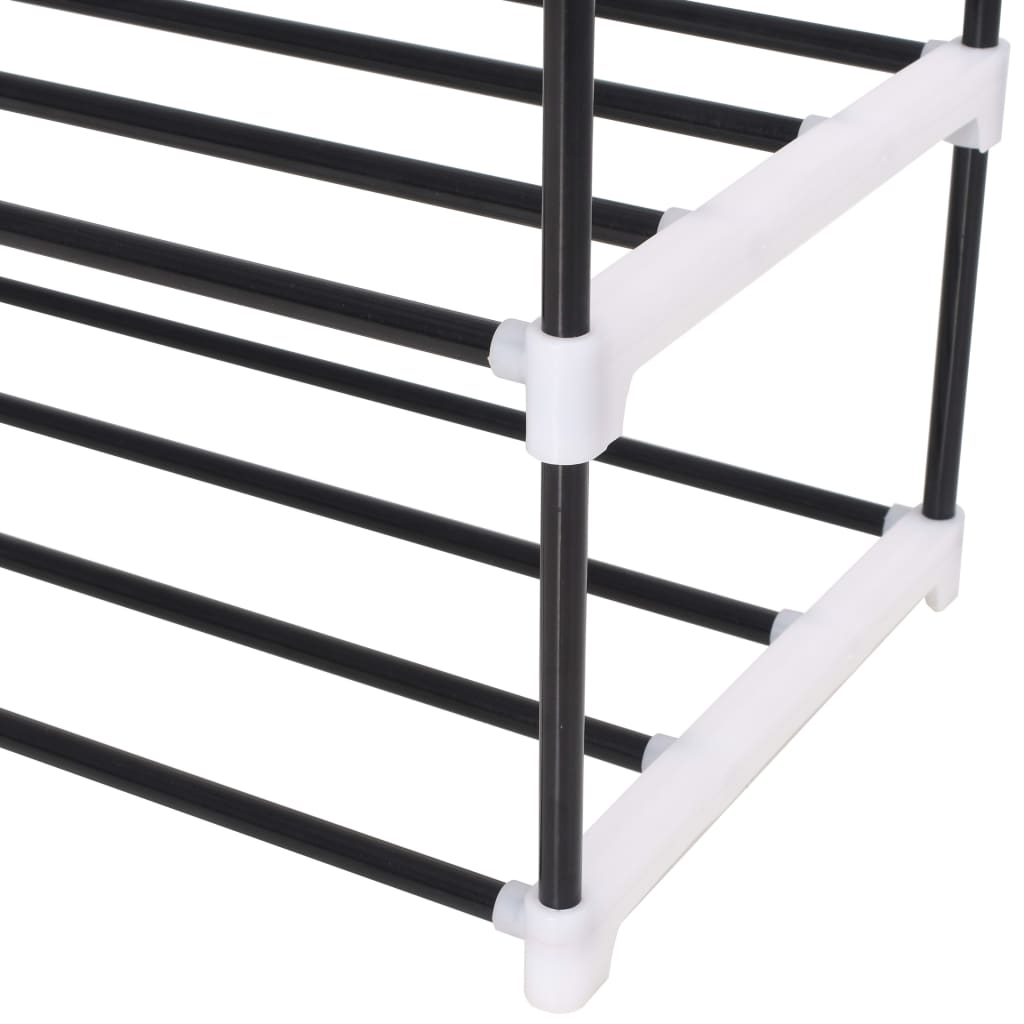 Scarpiera con 7 Ripiani in Metallo e Plastica Nero - homemem39
