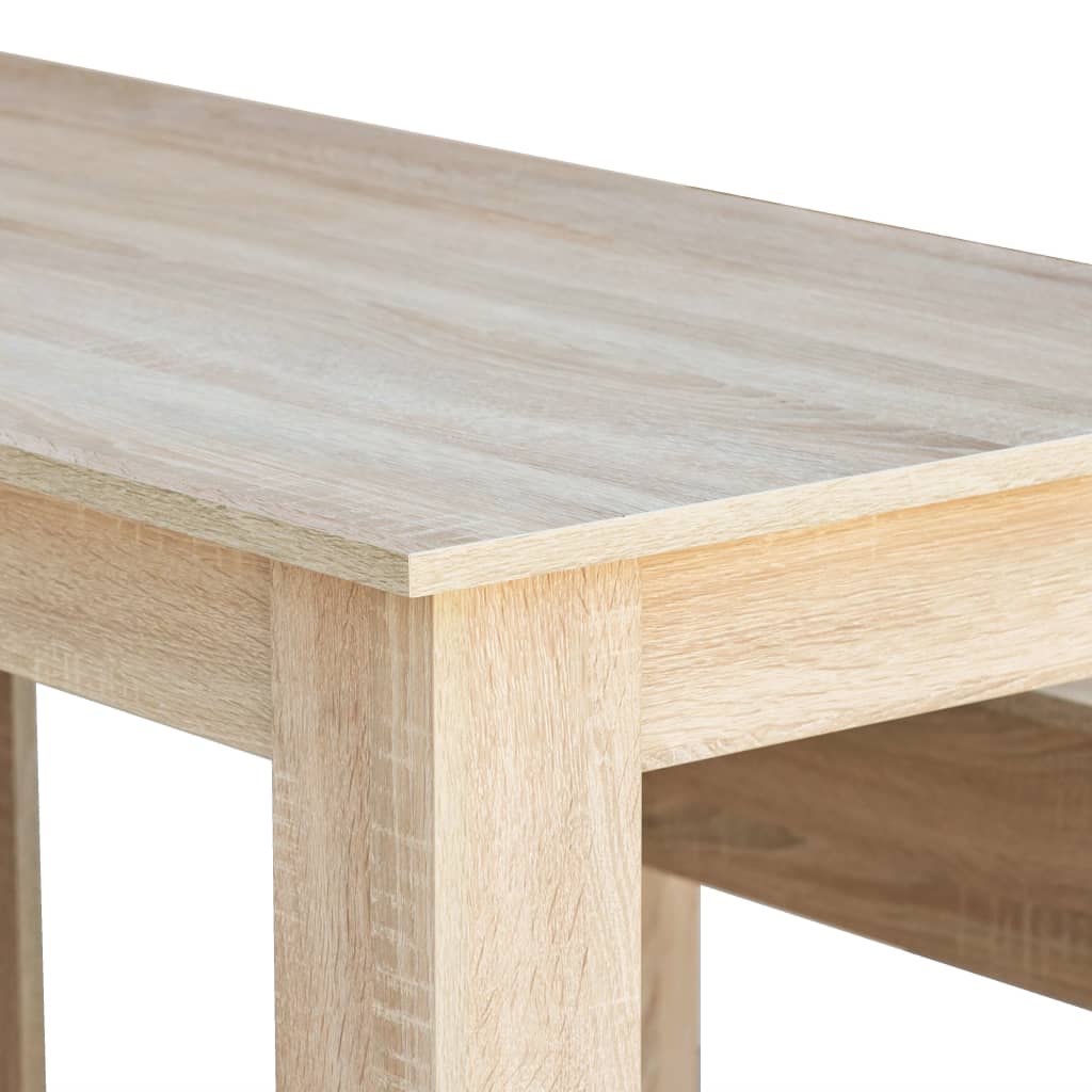 Tavolo da Pranzo e Panche 3 pz in Legno Multistrato Rovere - homemem39