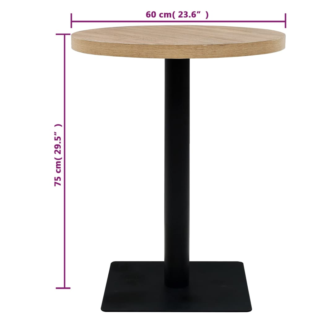 Tavolo Bistrot in MDF e Acciaio Rotondo 60x75 cm Colore Rovere | homemem39