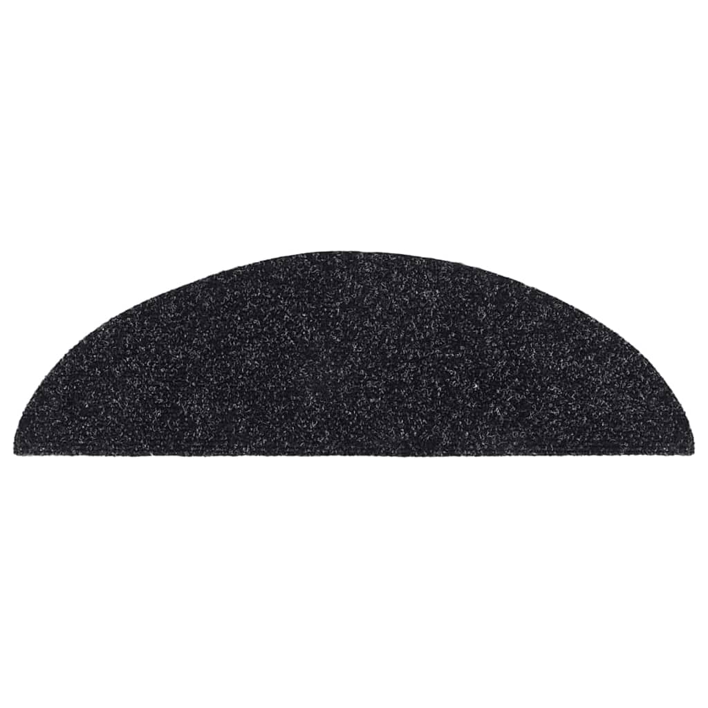 Tappetini per scale autoadesivi 15 pz 56x17x3 cm neri semicircolari - homemem39