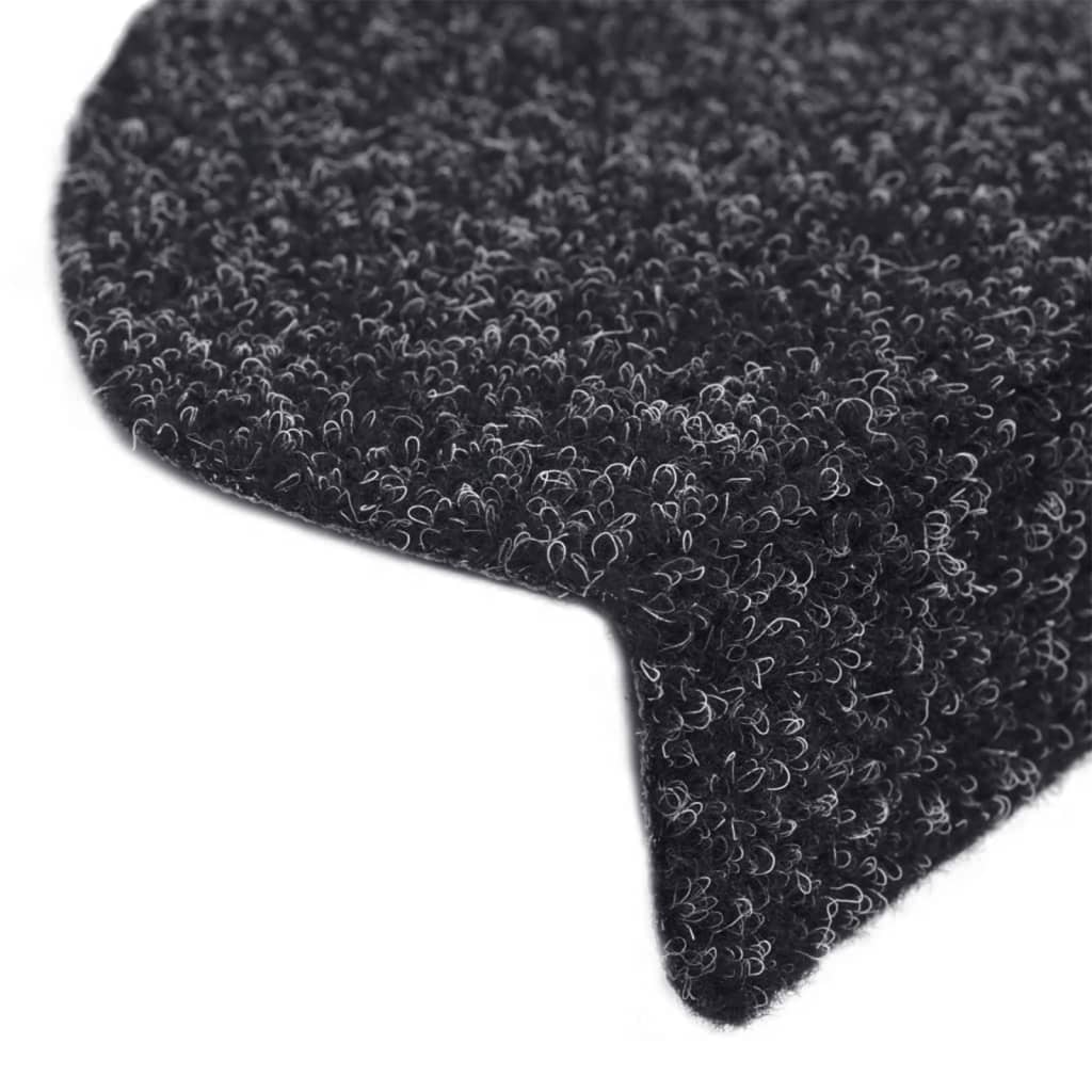 Tappetini per scale autoadesivi 15 pz 56x17x3 cm neri semicircolari - homemem39