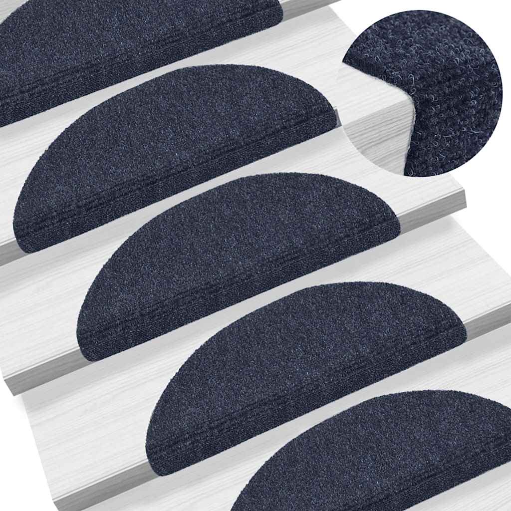 Tappetini per scale autoadesivi 15 pz 56x17x3 cm blu semicircolari - homemem39