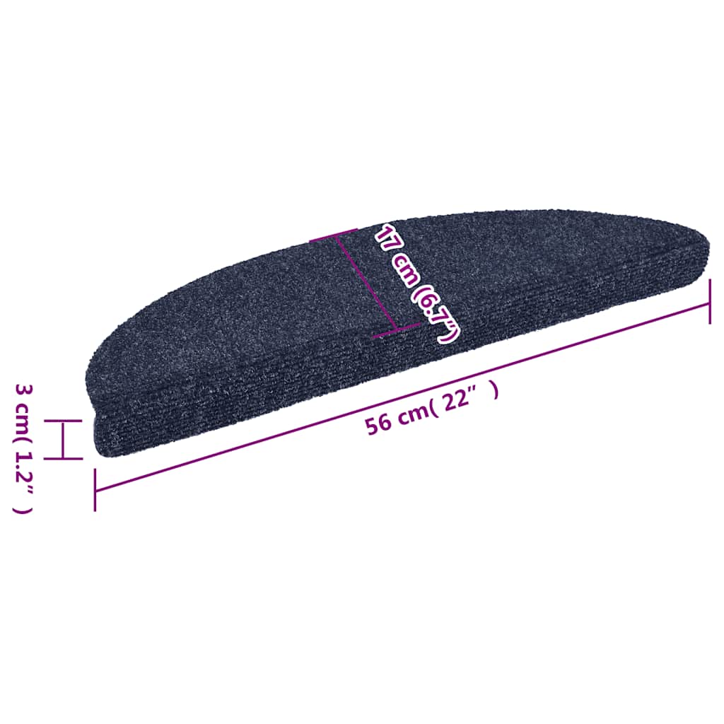 Tappetini per scale autoadesivi 15 pz 56x17x3 cm blu semicircolari - homemem39