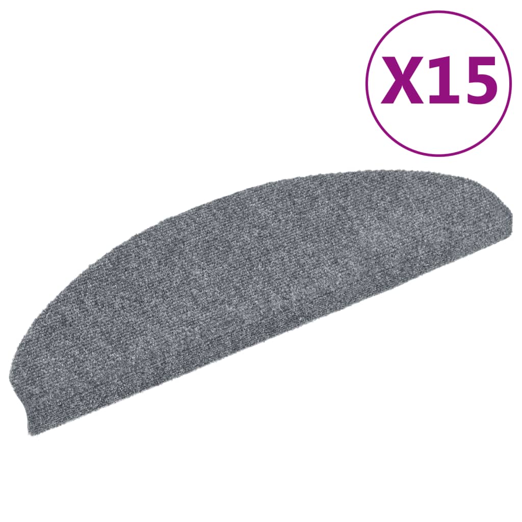 Tappetini per scale autoadesivi 15 pz 65x21x4 cm Grigio chiaro Semicircolari Grandi - homemem39