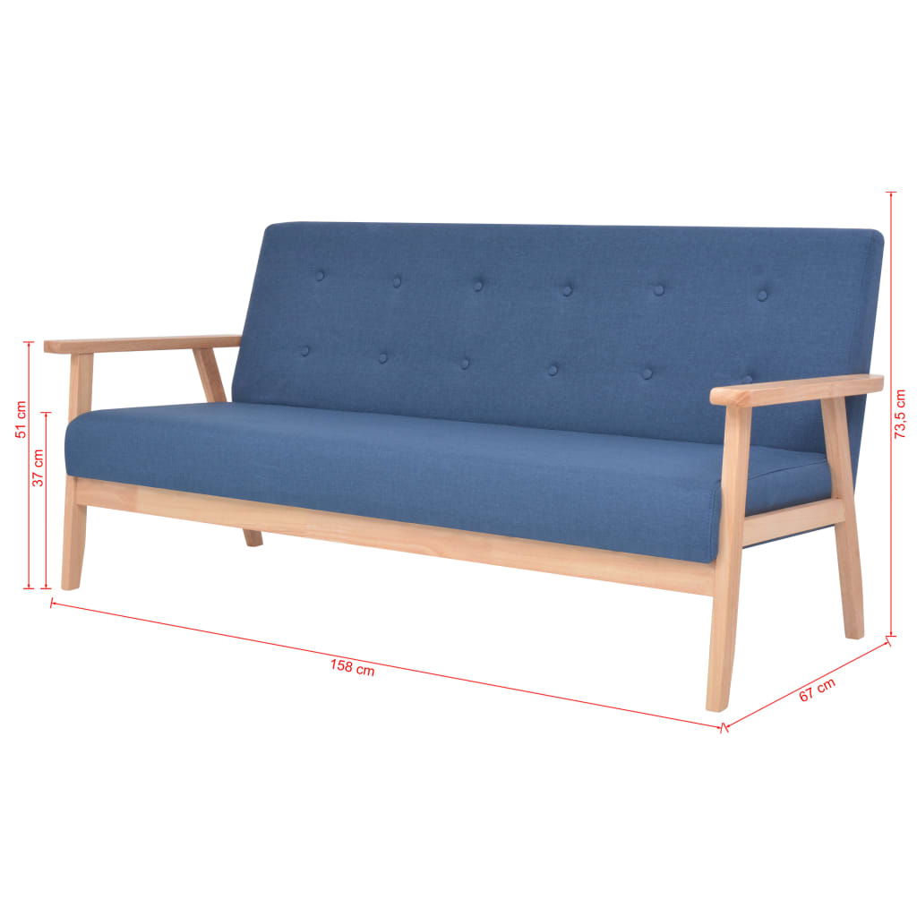 Set di Divani 3 pz in Tessuto Blu | homemem39