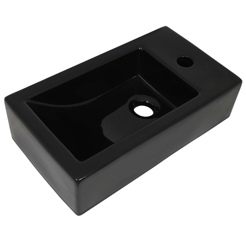 Lavandino con Foro Rubinetto Rettangolare Ceramica 46x25,5x12cm - homemem39