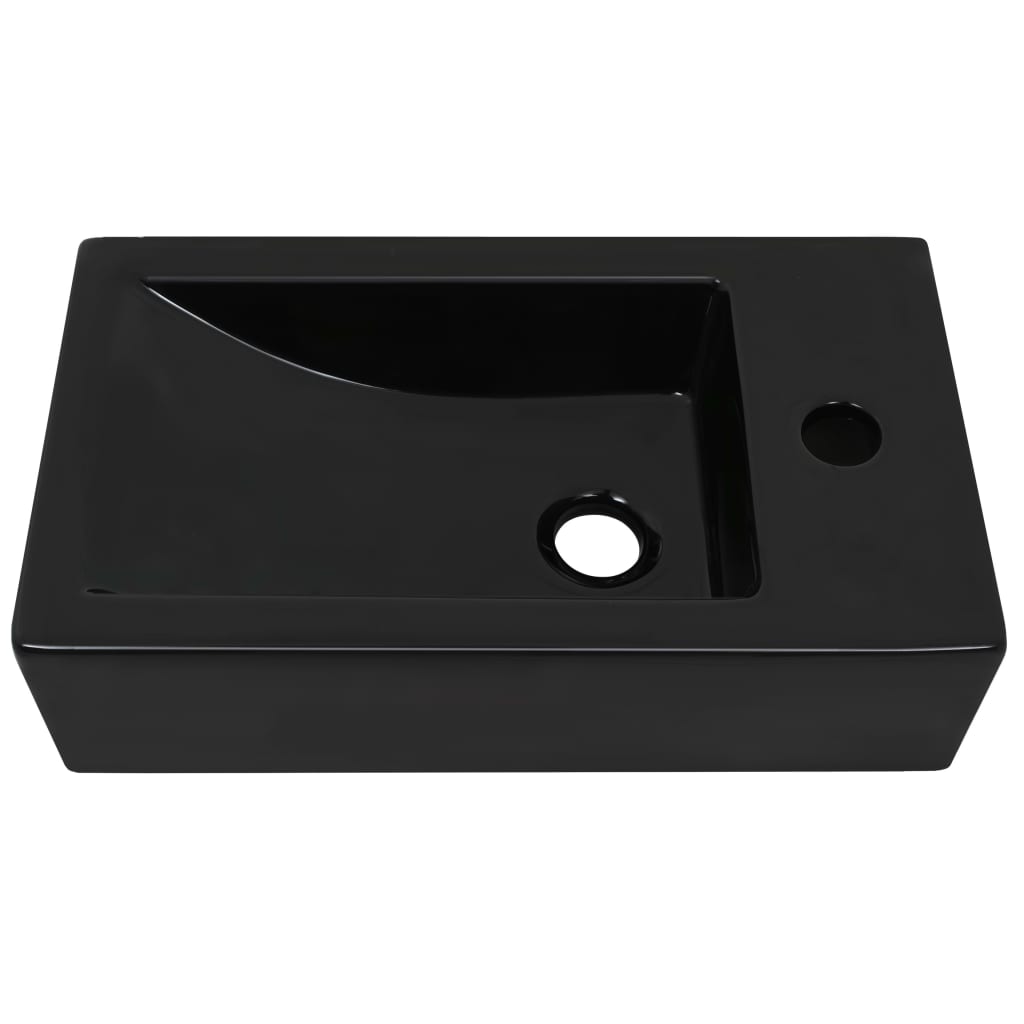 Lavandino con Foro Rubinetto Rettangolare Ceramica 46x25,5x12cm - homemem39