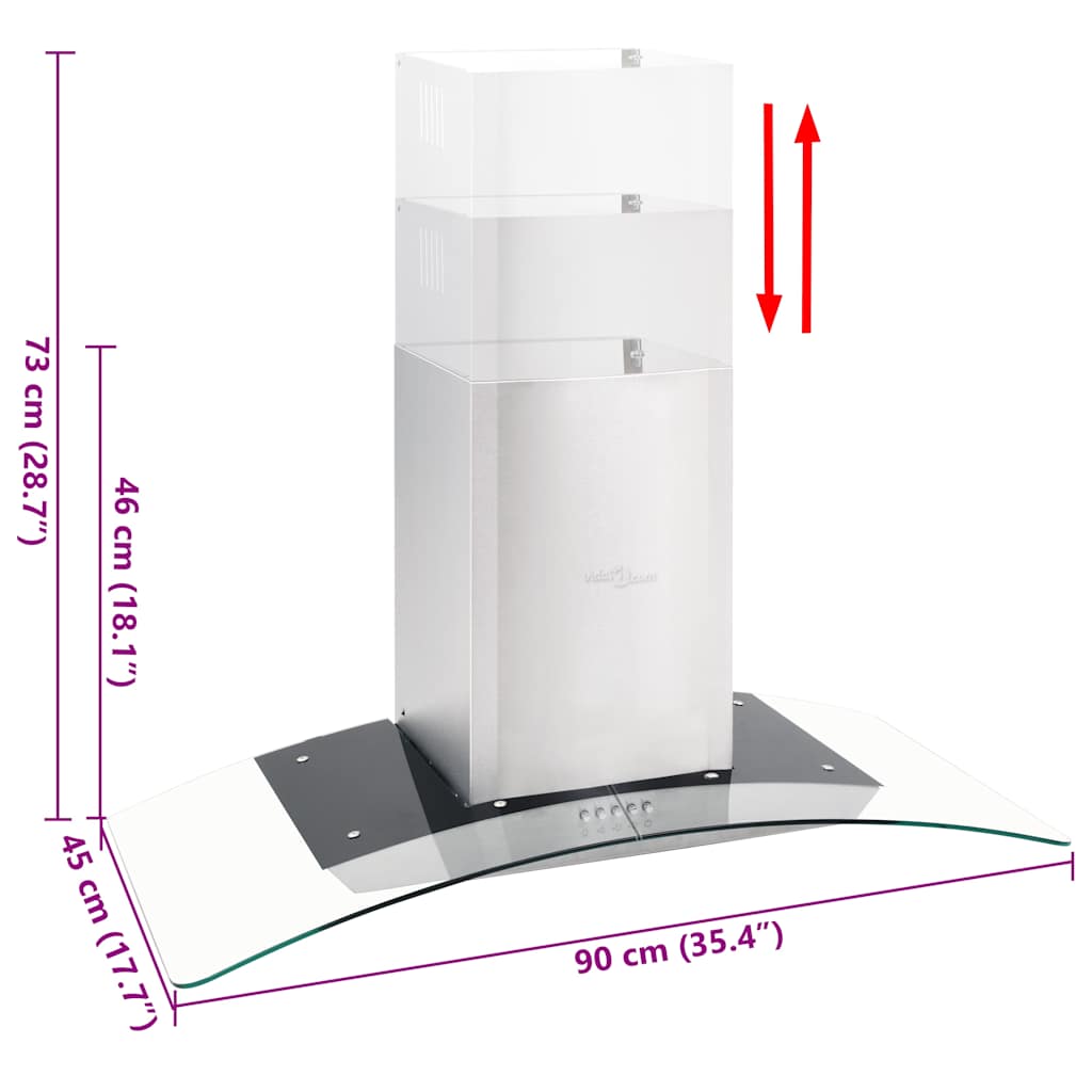 Cappa Aspirante a Muro 90 cm Acciaio Inossidabile 756 m³/h LED