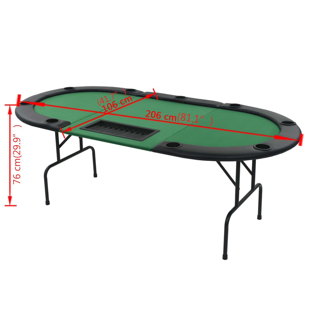 Tavolo da Poker Piegabile in 3 per 9 Giocatori Ottagonale Verde - homemem39
