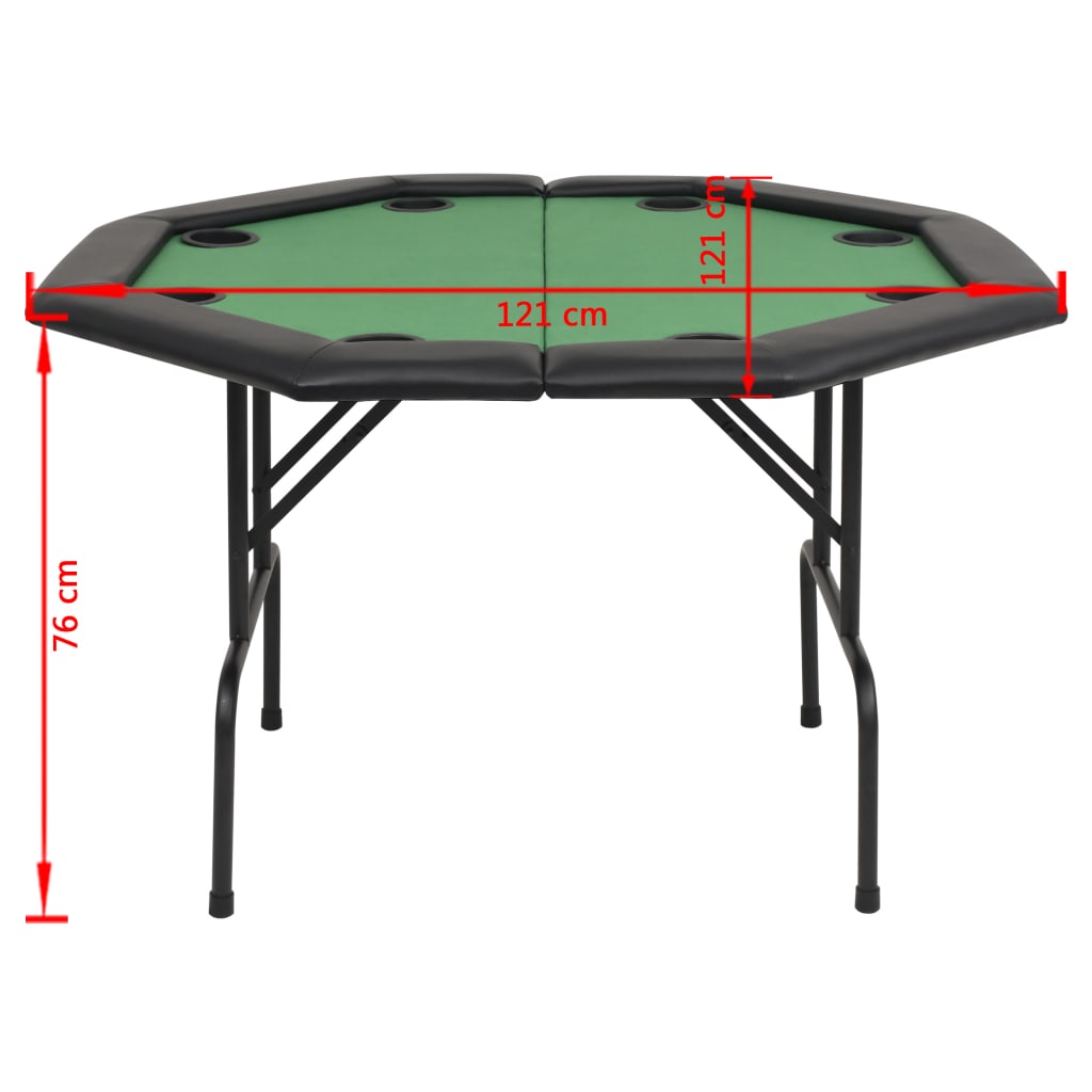 Tavolo da Poker Piegabile in 2 per 8 Giocatori Ottagonale Verde