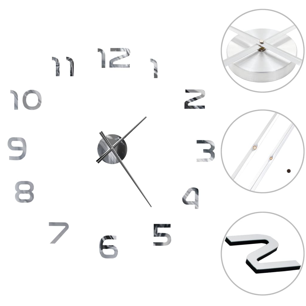 Orologio da Parete 3D in Stile Moderno 100cm XXL Argento | homemem39