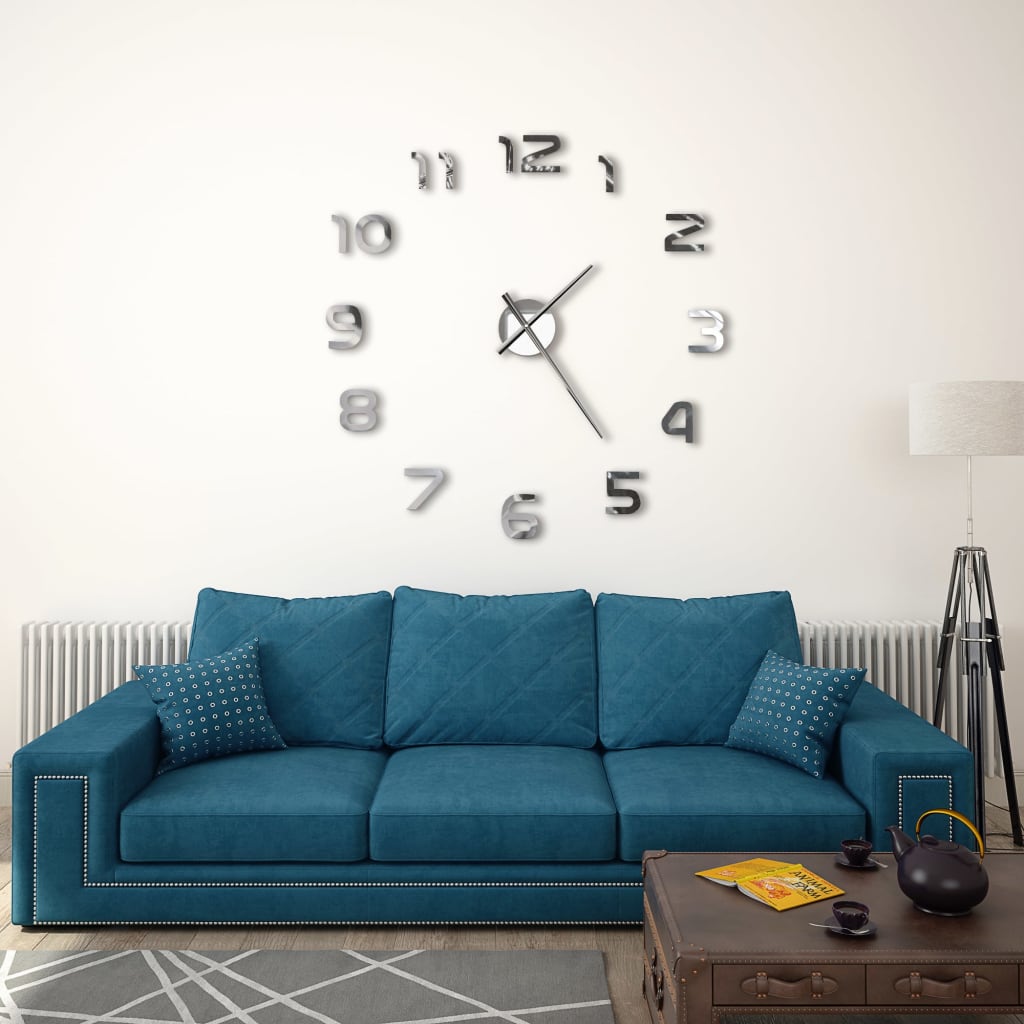 Orologio da Parete 3D in Stile Moderno 100cm XXL Argento - homemem39