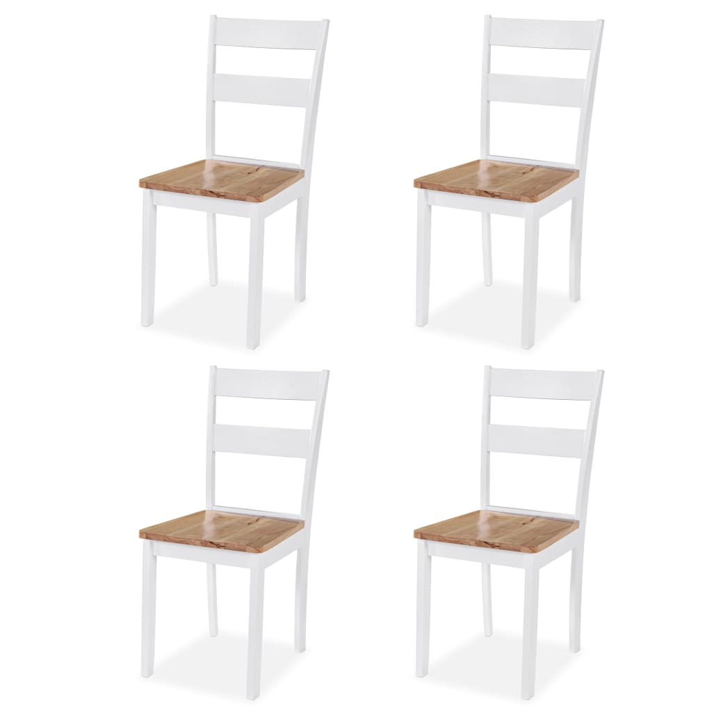 Set da Pranzo 5 pz in MDF e Legno di Hevea Bianco - homemem39