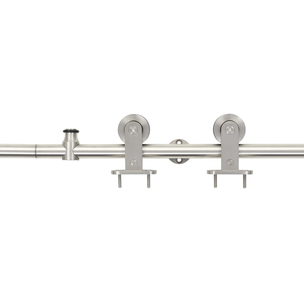 Kit Binari Porta Scorrevole 183 cm Acciaio Inossidabile Argento - homemem39