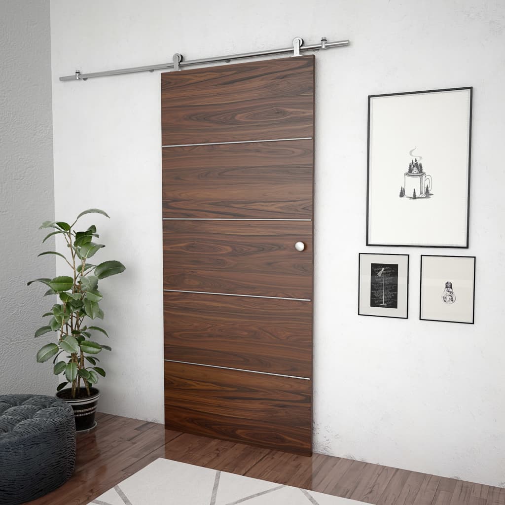 Kit Binari Porta Scorrevole 183 cm Acciaio Inossidabile Argento - homemem39
