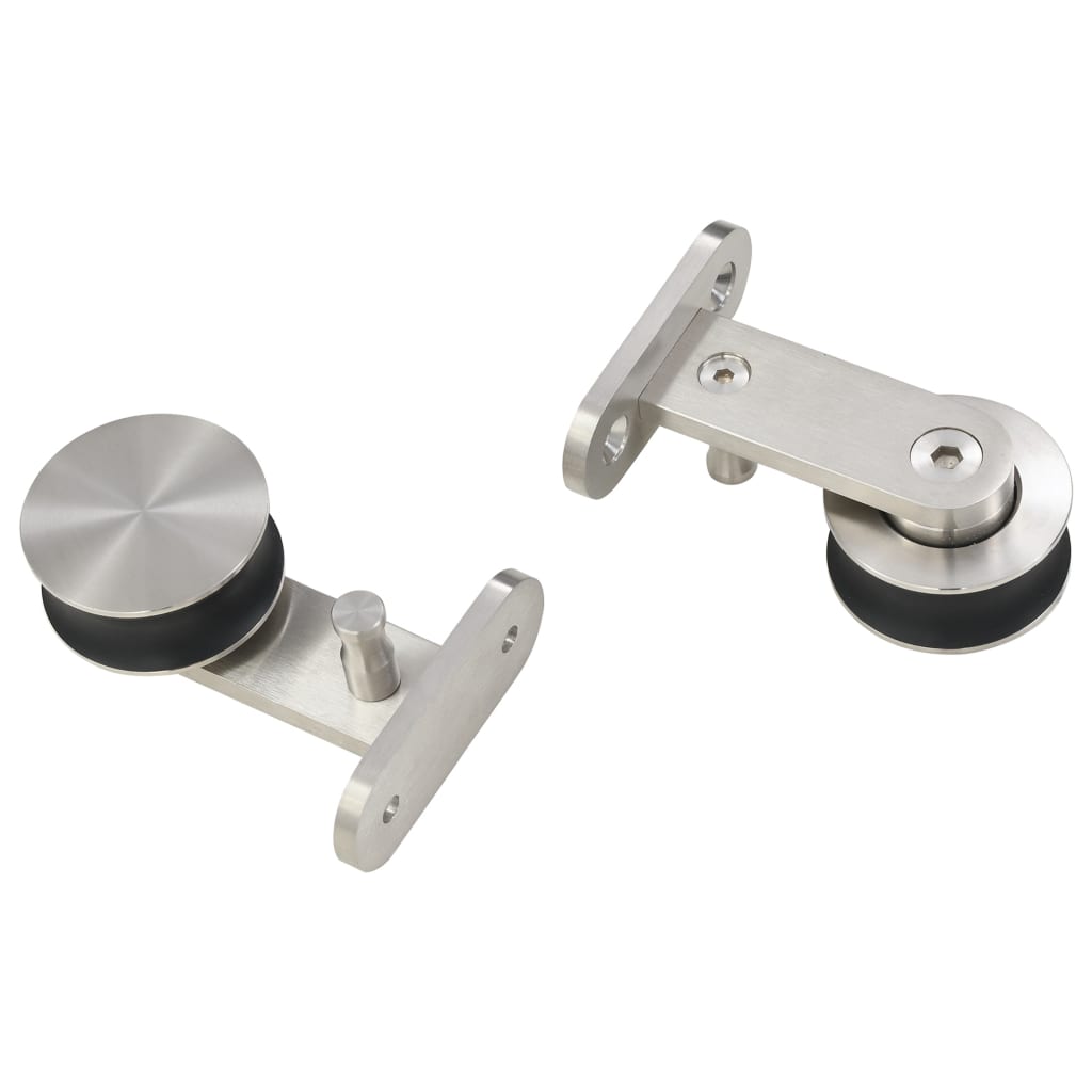 Kit Binari Porta Scorrevole 183 cm Acciaio Inossidabile Argento - homemem39