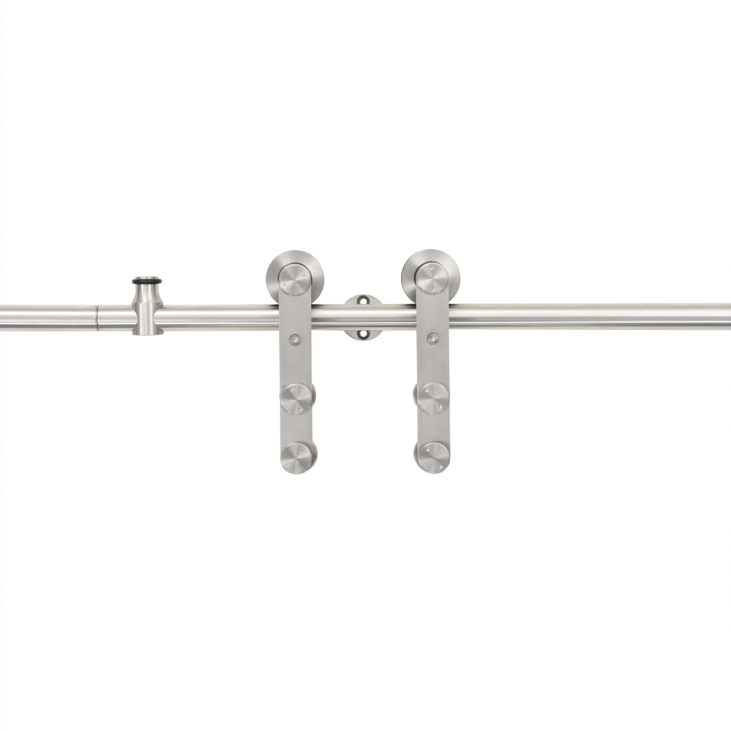Kit Binari Porta Scorrevole 183cm Acciaio Inossidabile Argento - homemem39