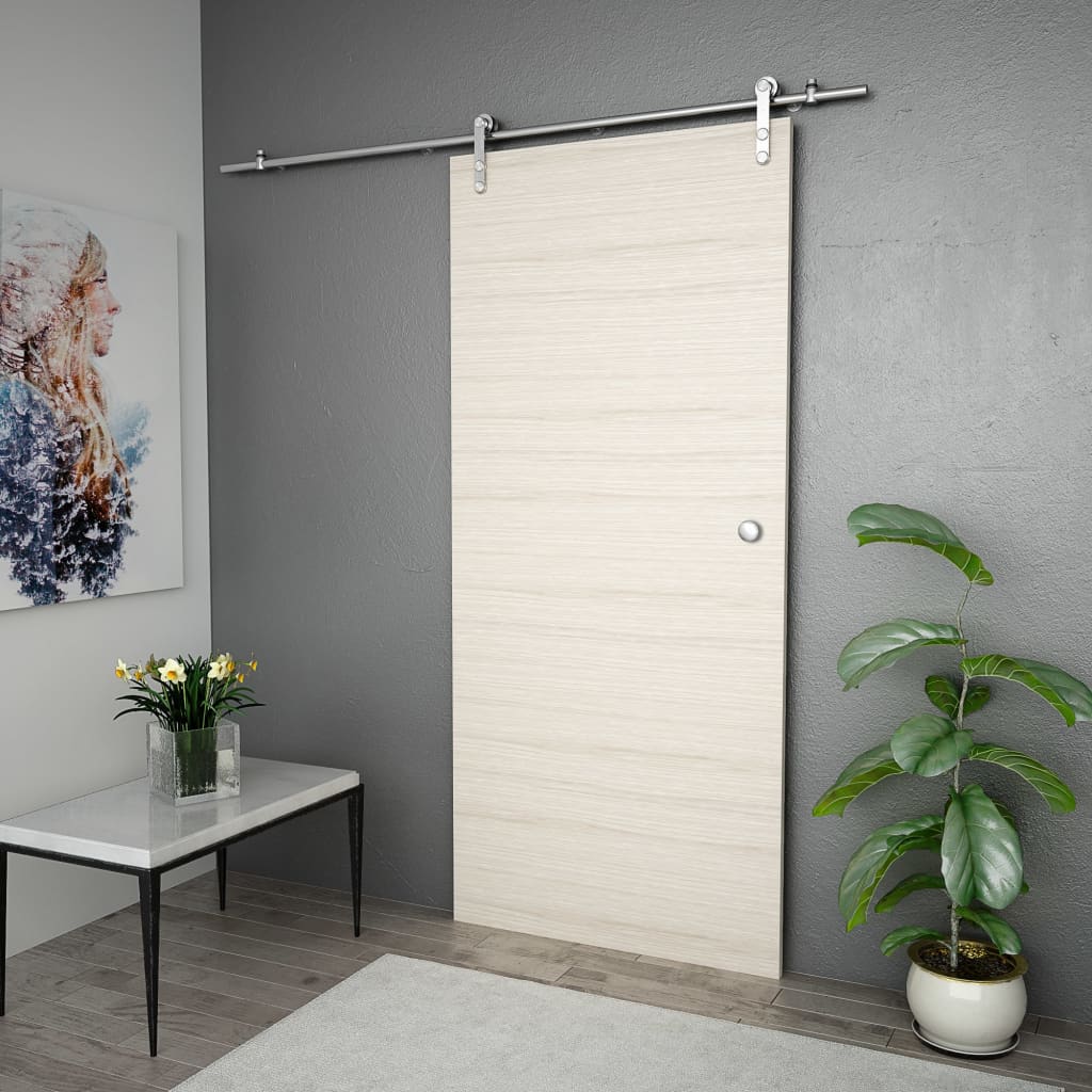 Kit Binari Porta Scorrevole 183cm Acciaio Inossidabile Argento - homemem39