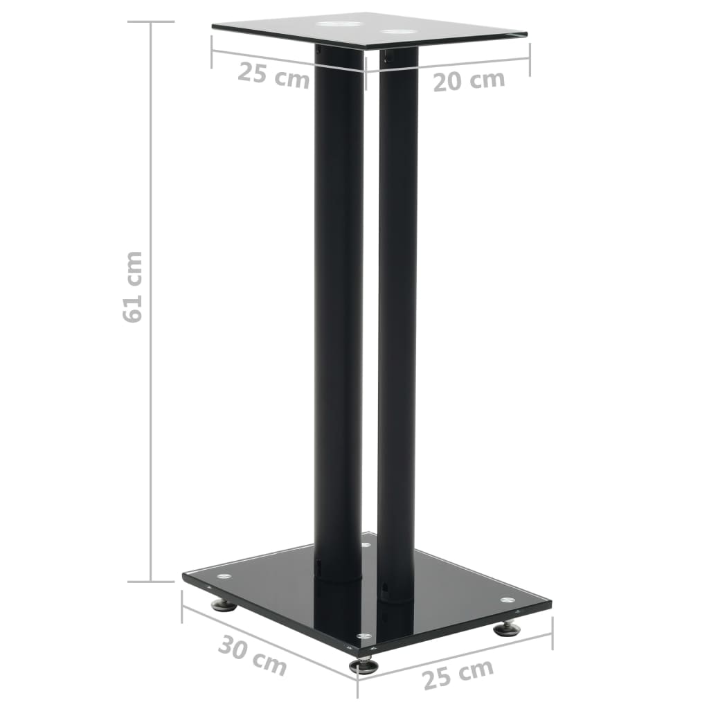 Supporti per Altoparlanti 2 pz Vetro Temperato a Colonna Nero - homemem39