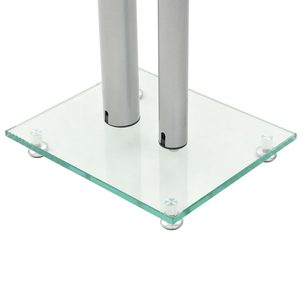 Supporti per Altoparlanti 2pz Vetro Temperato a Colonne Argento - homemem39