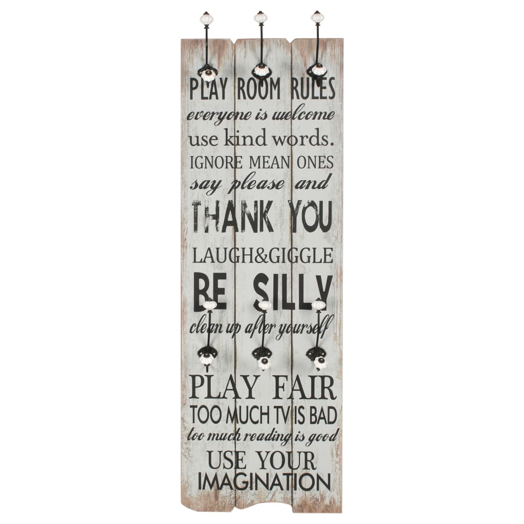 Appendiabiti da Parete con 6 Ganci THANK YOU 120x40 cm - homemem39