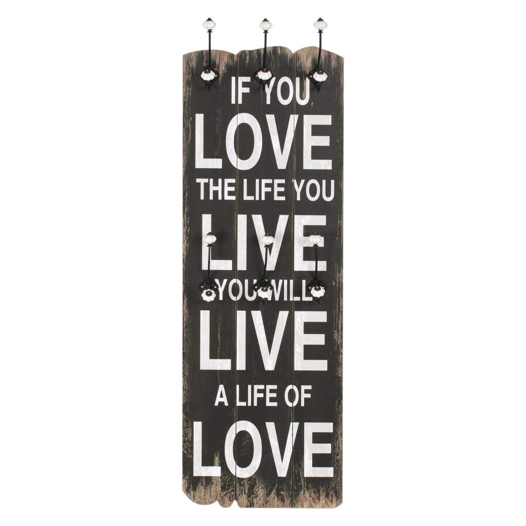 Appendiabiti da Parete con 6 Ganci LOVE LIVE 120x40 cm - homemem39