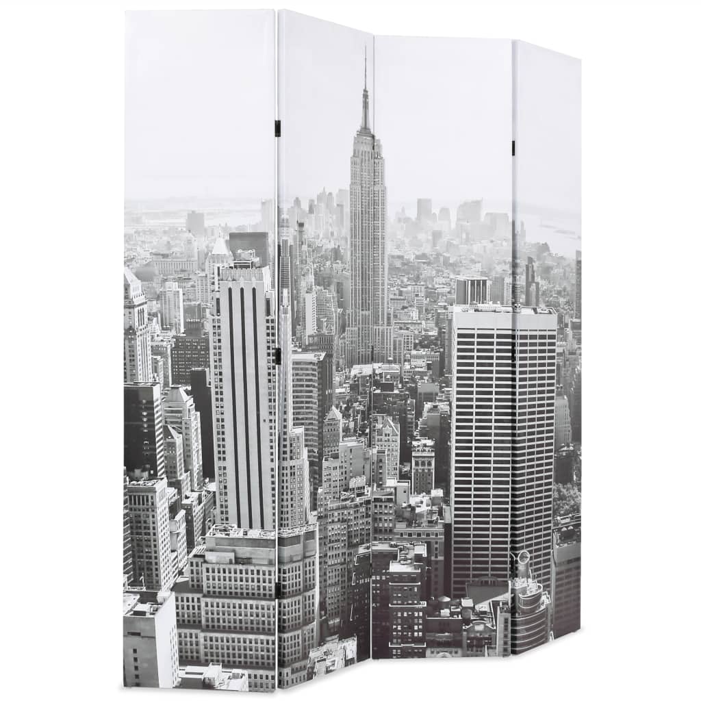Paravento Pieghevole 160x170 cm Stampa New York Bianco e Nero - homemem39